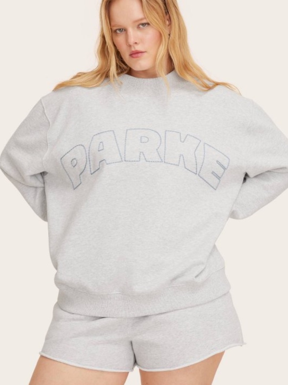 Parke x Target heather gray logo mockneck sweatshirt XXS/XS